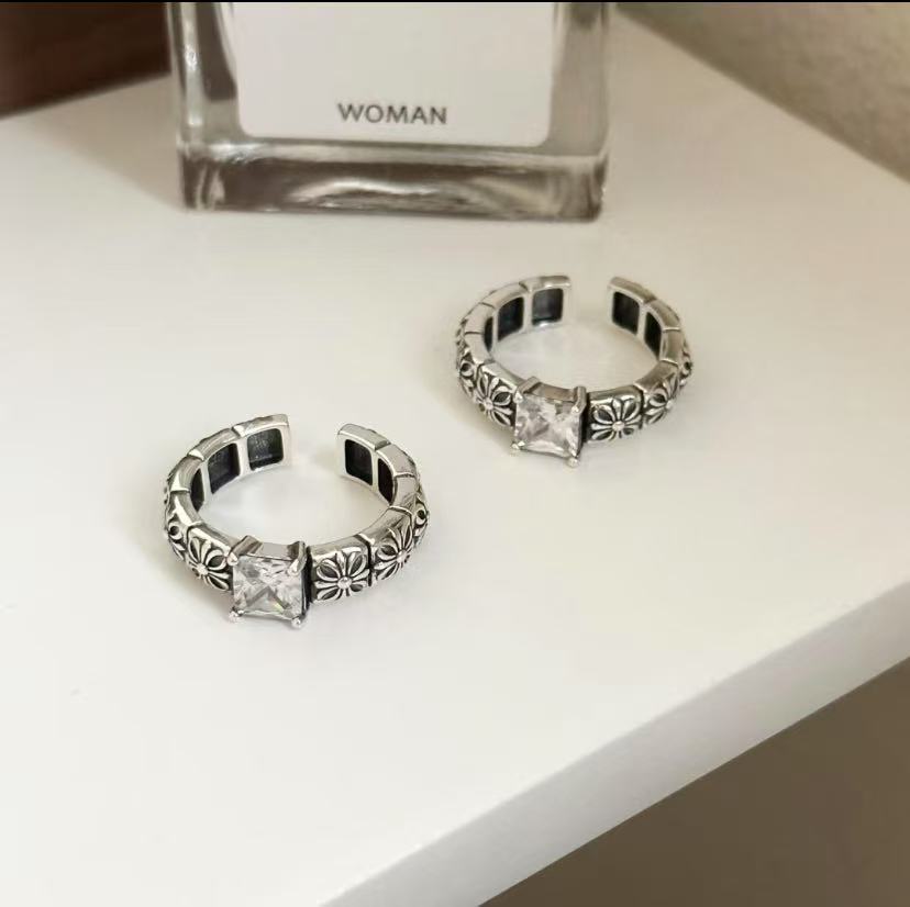 Body Jewelry High Quality - 925 Sterling Silver Square Zircon Flower