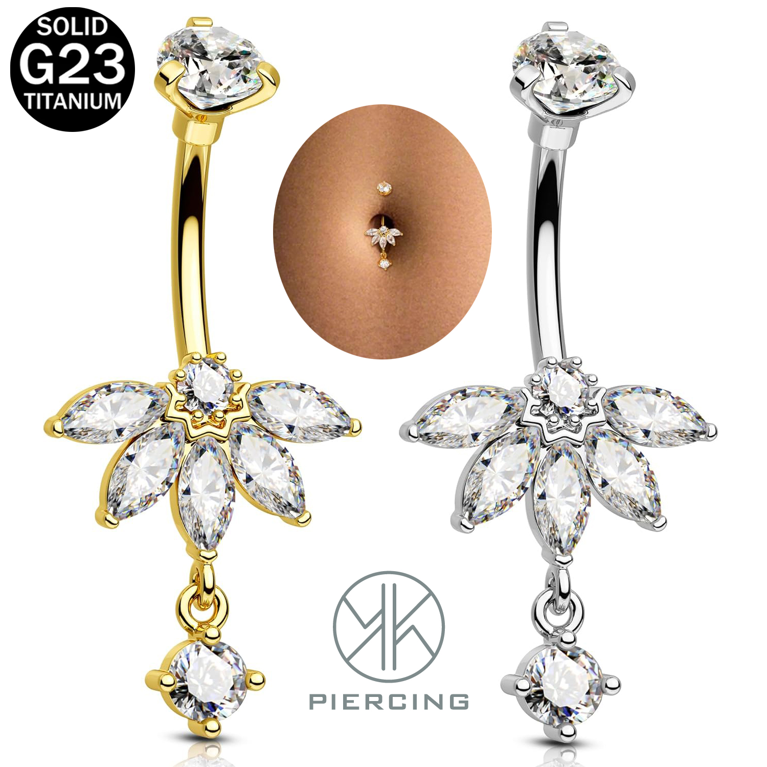 Lotus-design CZ Belly Button R – обзор и цена Belly Bar Titanium