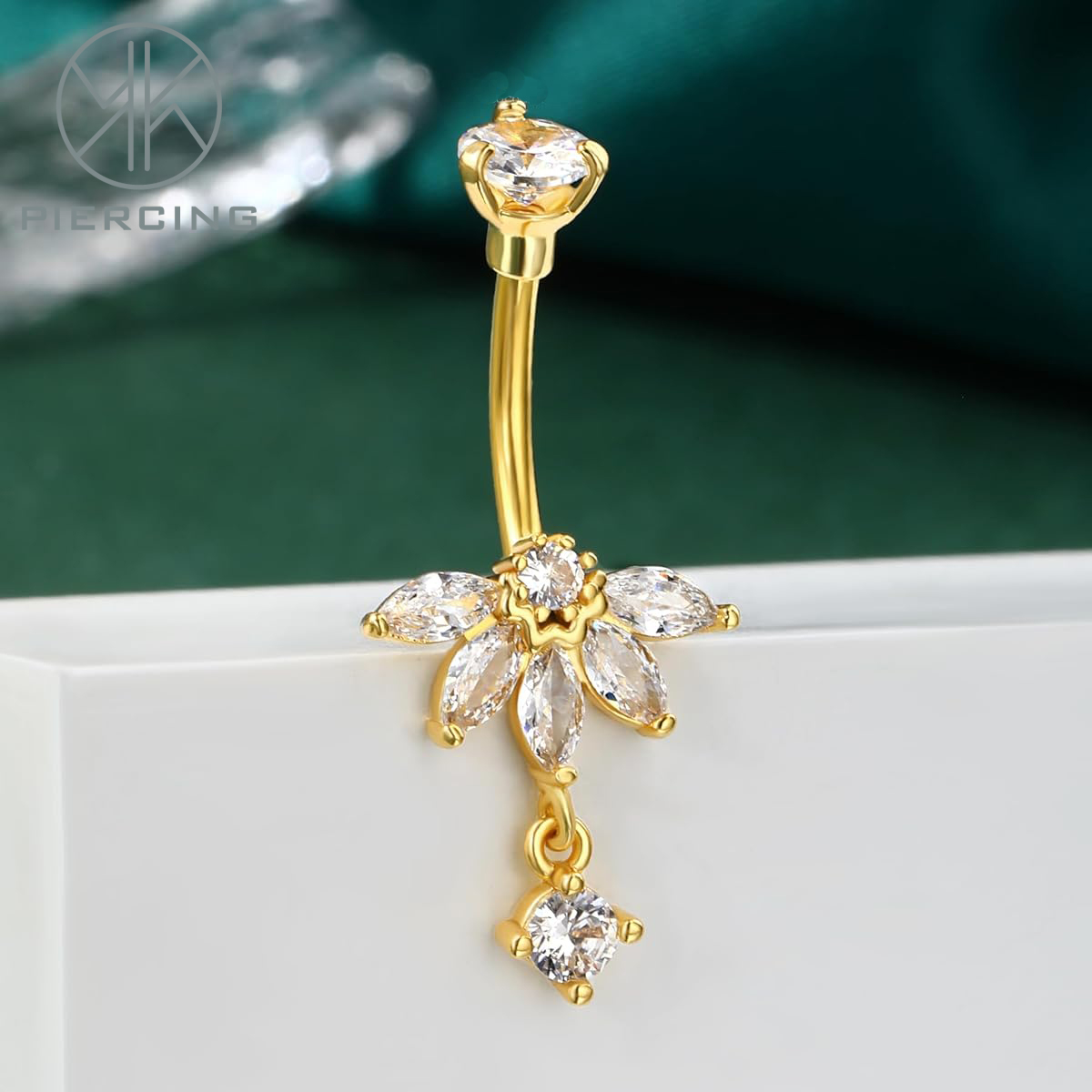 Lotus-design CZ Belly Button R – обзор и цена Belly Bar Titanium