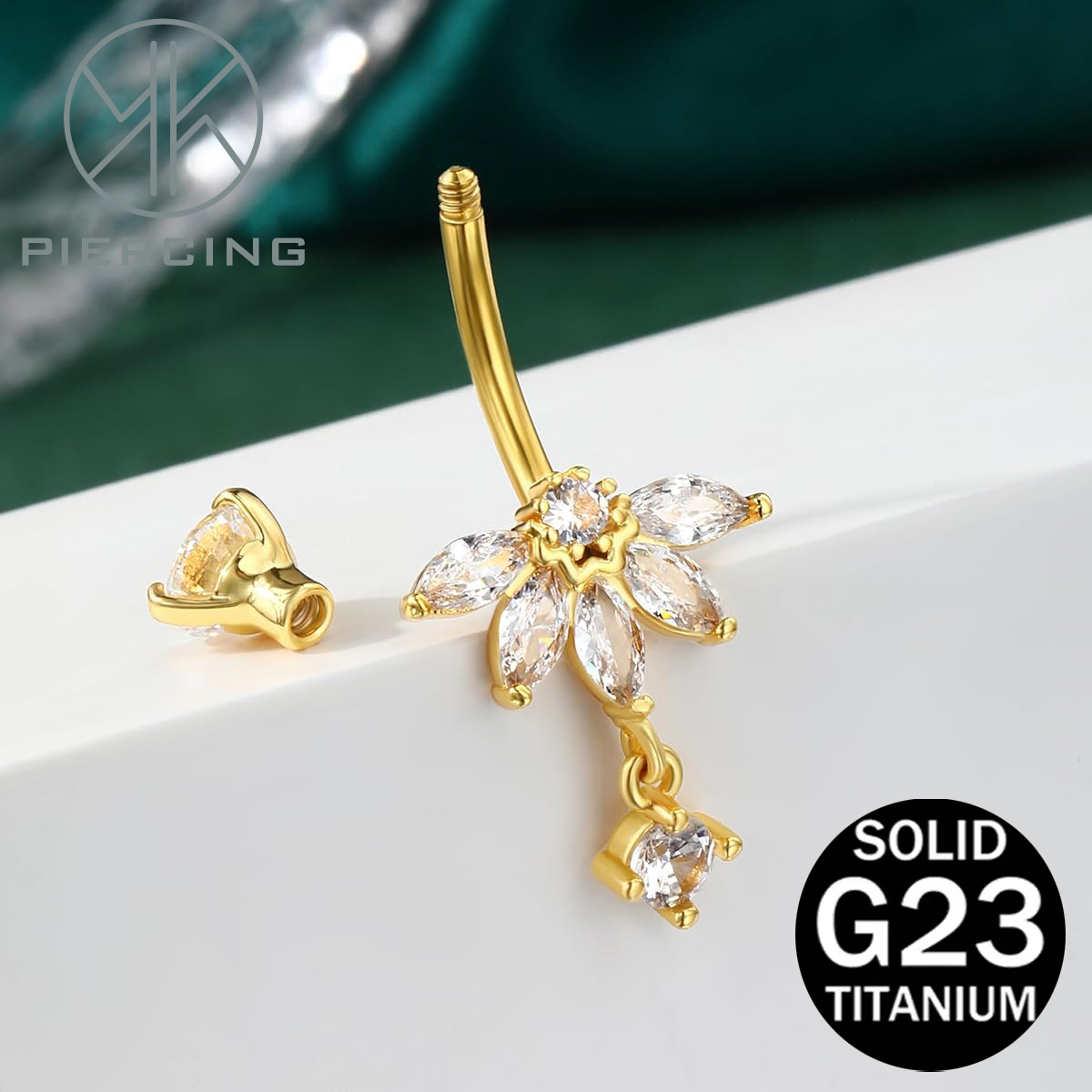 Lotus-design CZ Belly Button R – обзор и цена Belly Bar Titanium