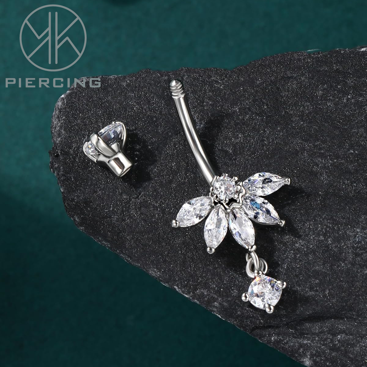 Lotus-design CZ Belly Button R – обзор и цена Belly Bar Titanium