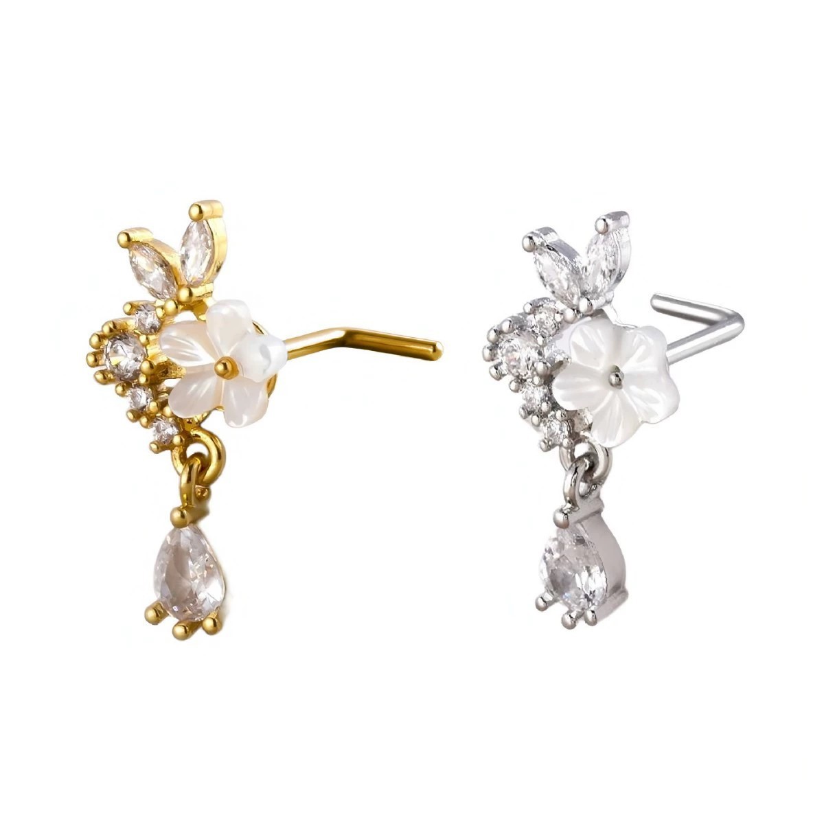 Gold Flower Nose Ring with Dan – обзор и цена Body Jewelry Nose Studs