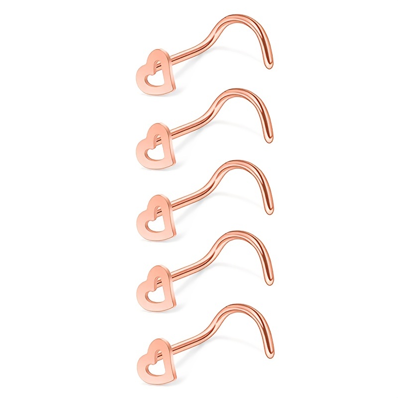 5pcs Hollow Heart Nose Stud Se – обзор и цена Nostril Screw Pin