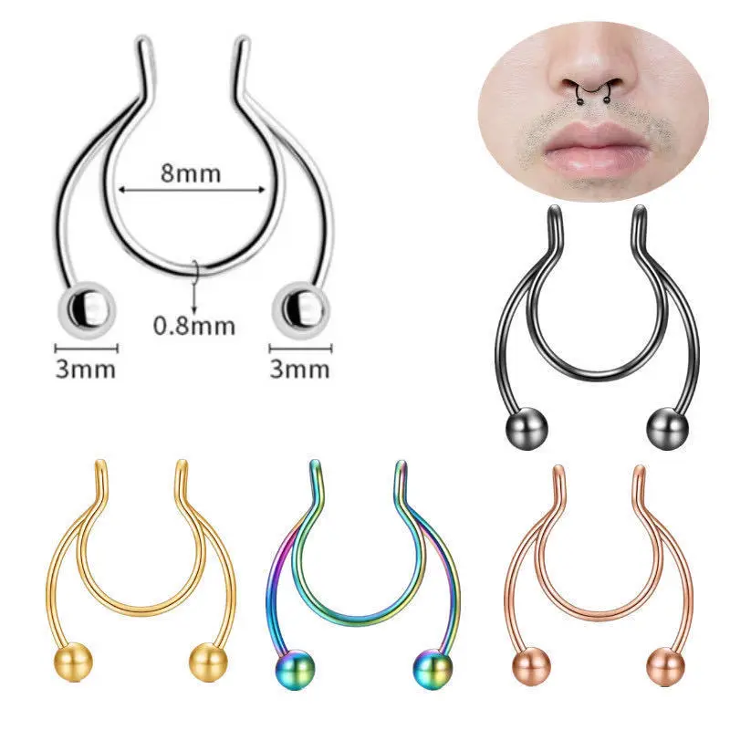 U Shaped Fake Nose Ring Hip Ho – обзор и цена Body Jewelry Nose Studs