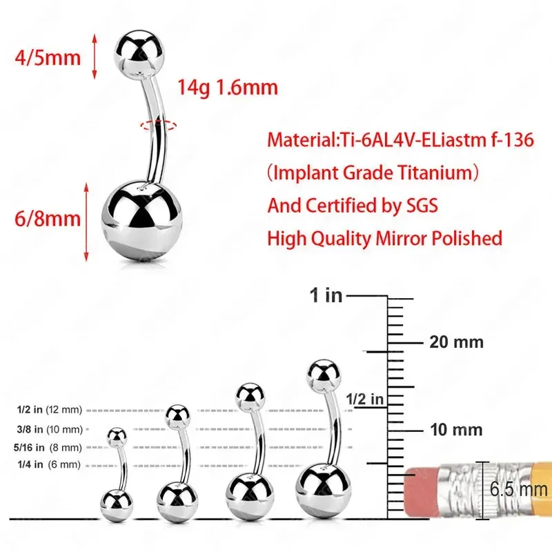 F136 Titanium Pierced Navel Ri – обзор и цена Belly Bar Titanium