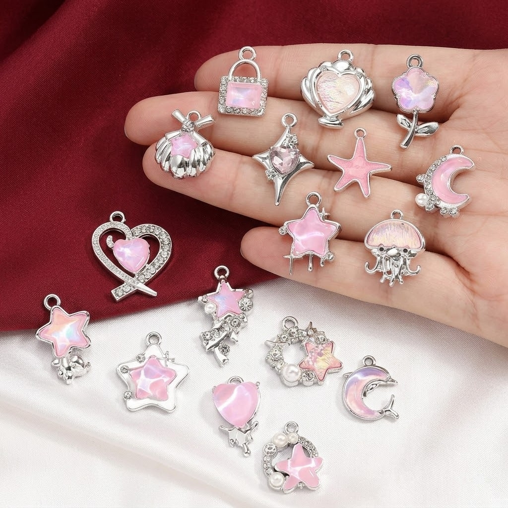 10pcs Purple Pink Heart Enamel – обзор и цена Body Jewelry Y2K