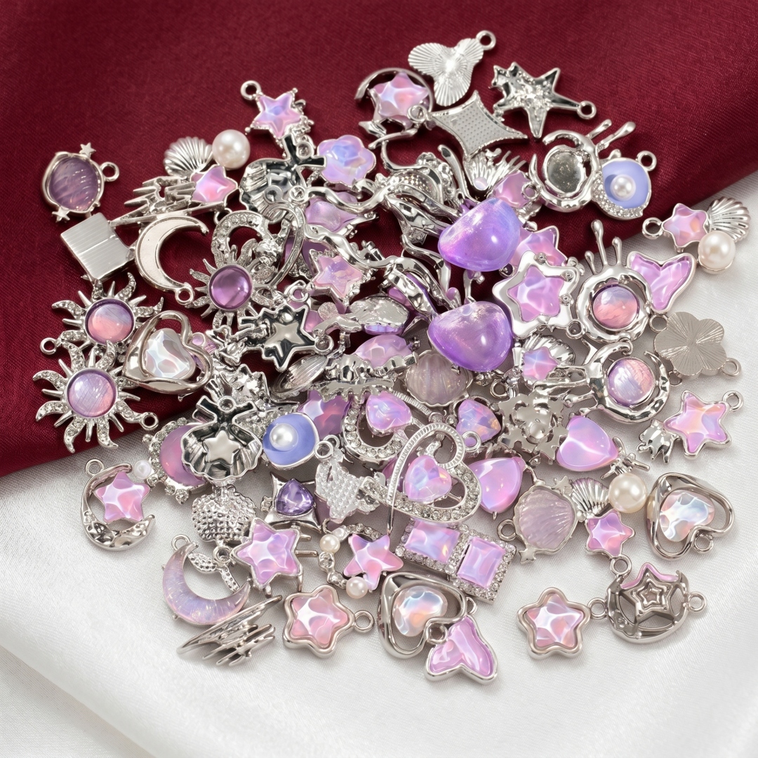 10pcs Purple Pink Heart Enamel – обзор и цена Body Jewelry Y2K