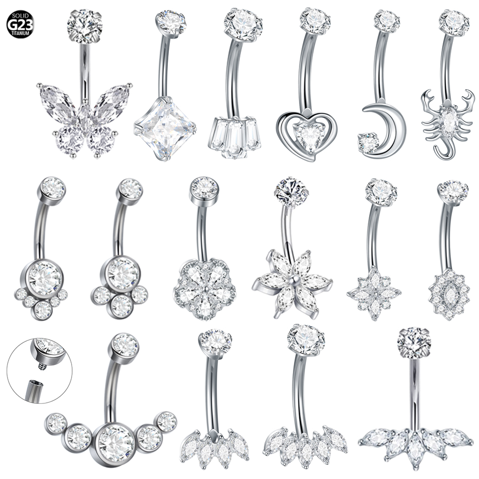 1Pc Titanium Zircon Belly Ring – обзор и цена Belly Bar Titanium