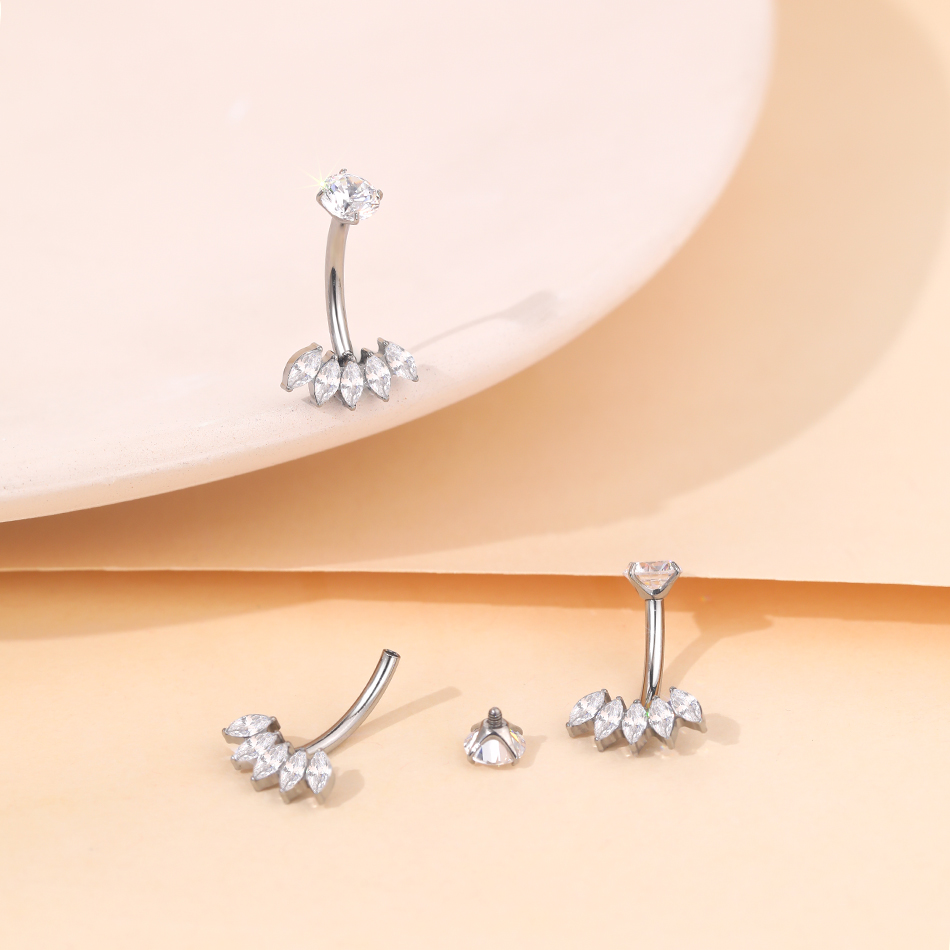 1Pc Titanium Zircon Belly Ring – обзор и цена Belly Bar Titanium