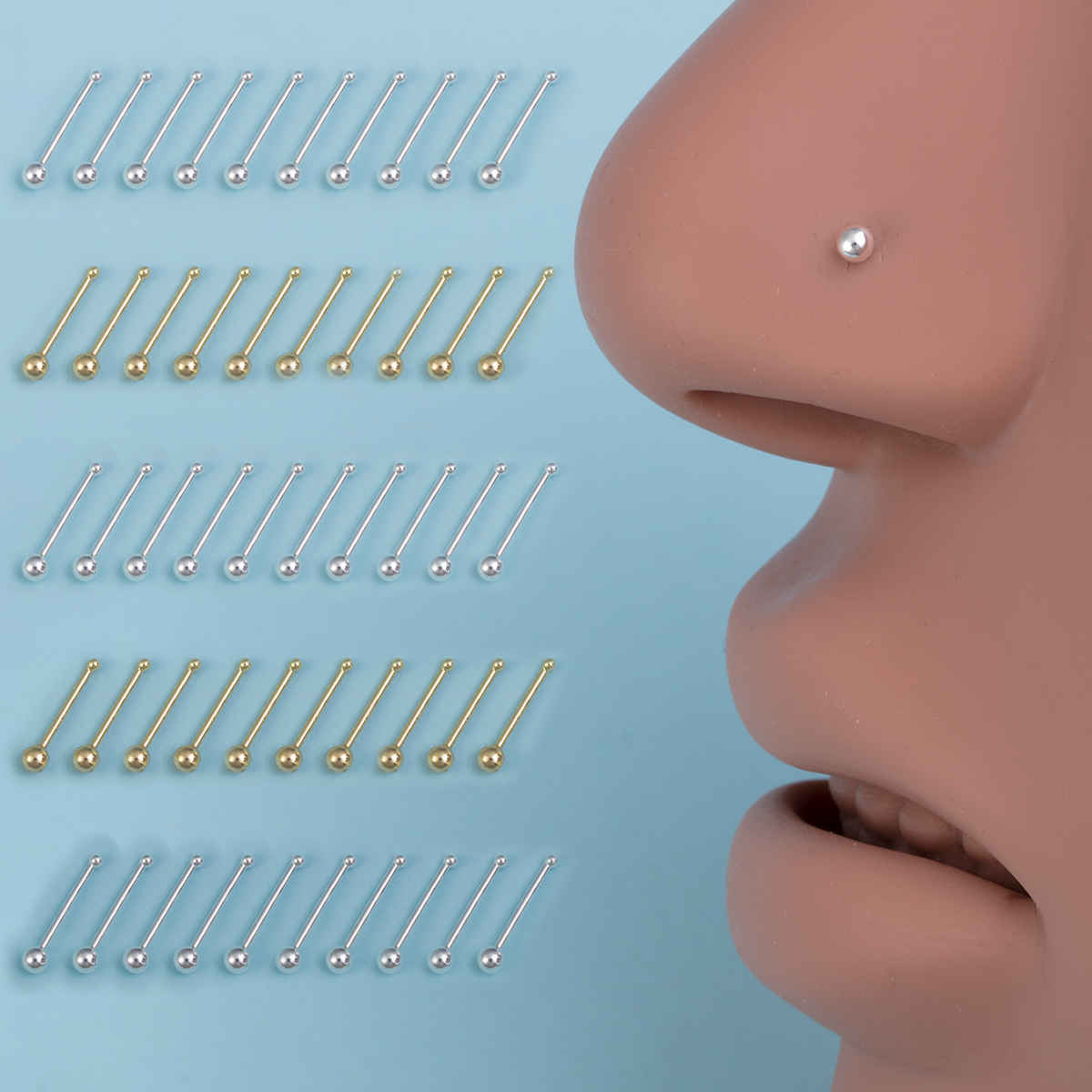10pcs Nose Stud Rings Cartilag – обзор и цена Nostril Screw Pin