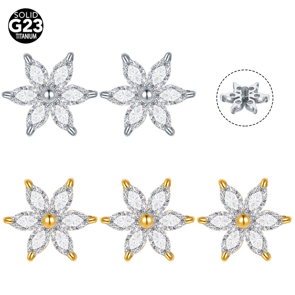 1/5PCS Titanium Crystal Flower – обзор и цена Belly Bar Titanium