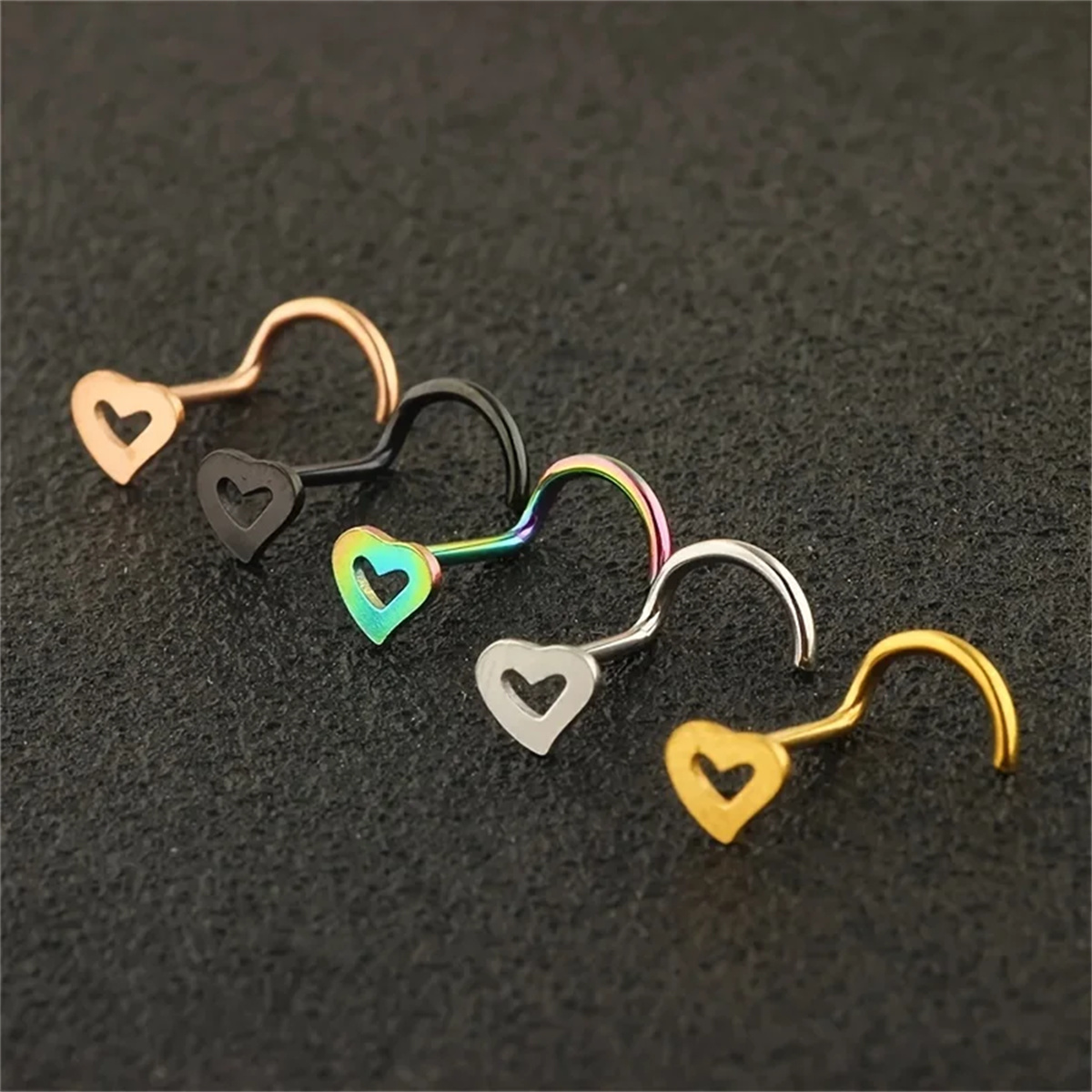 5pcs Fashion Hollow Heart Stai – обзор и цена Nostril Screw Pin