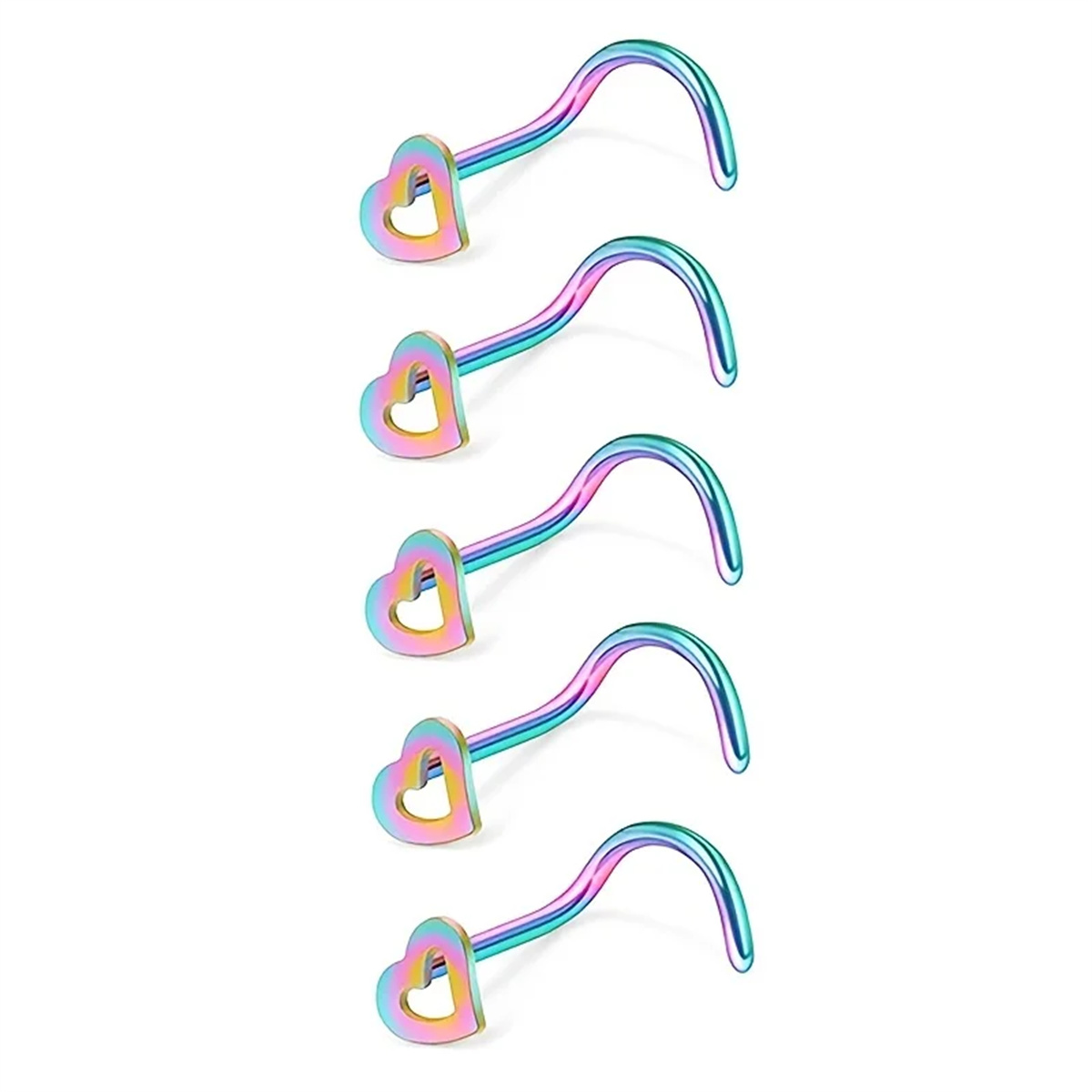 5pcs Fashion Hollow Heart Stai – обзор и цена Nostril Screw Pin