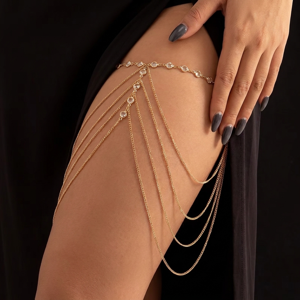 Sexy Crystal Bead Multilayer L – обзор и цена Body Jewelry Thigh Chain