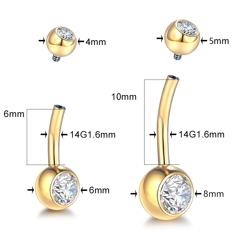1PC G23 Titanium 14G Gold Colo – обзор и цена Belly Bar Titanium