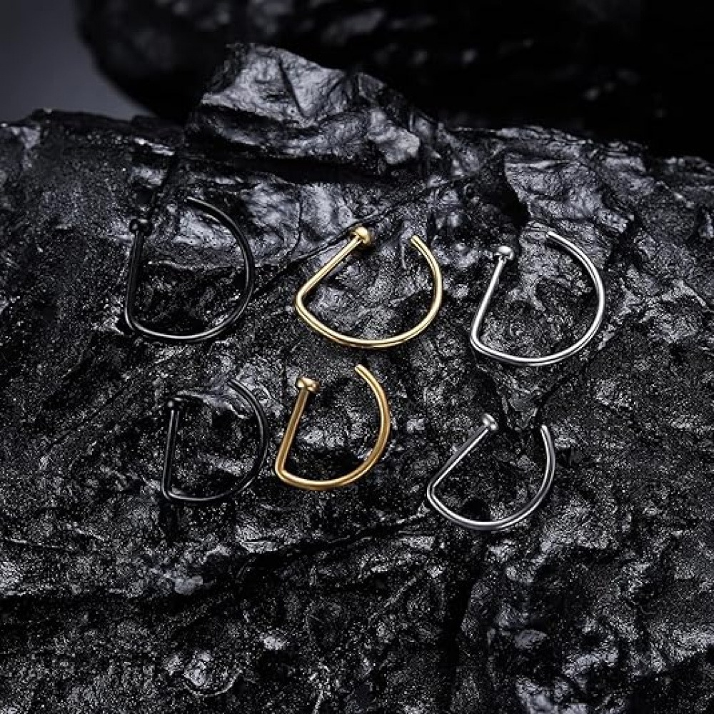 4 Pack Non Piercing D-Shaped N – обзор и цена Body Jewelry Nose Studs