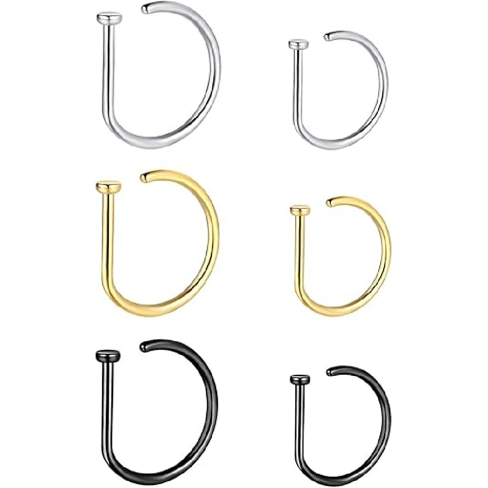 4 Pack Non Piercing D-Shaped N – обзор и цена Body Jewelry Nose Studs