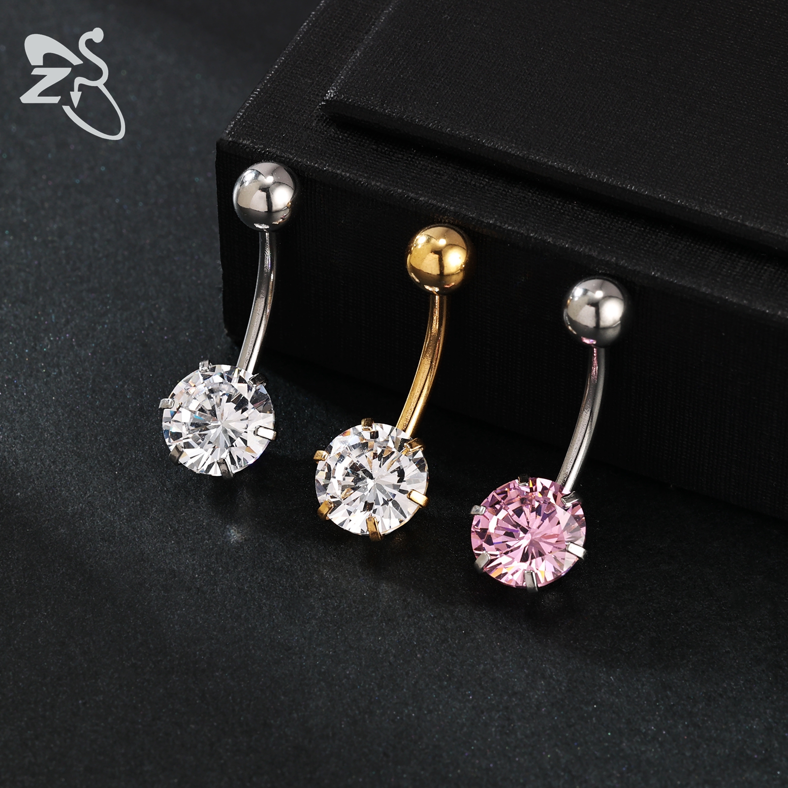 ZS 1 Piece 14G Stainless Steel – обзор и цена Belly Bar Titanium