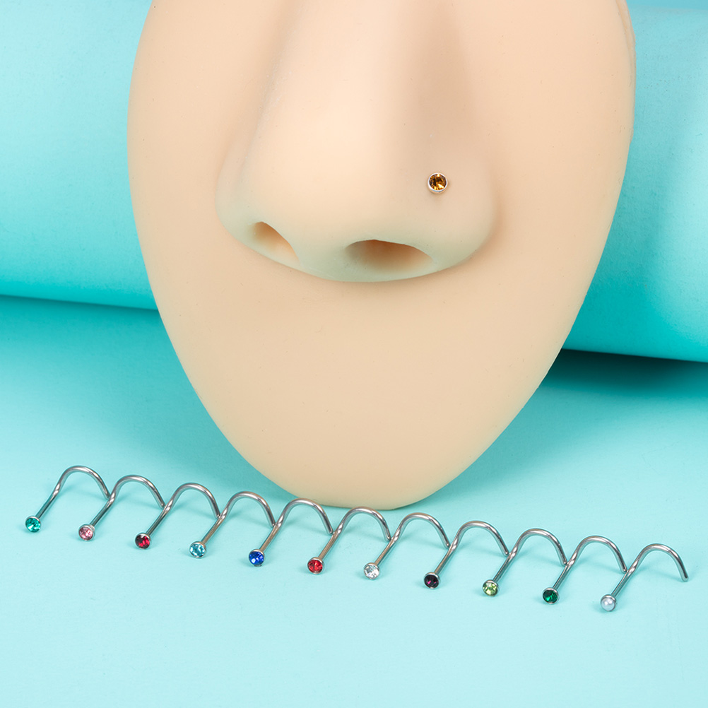12PCS Birthstone CZ Nose Stud  – обзор и цена Nostril Screw Pin