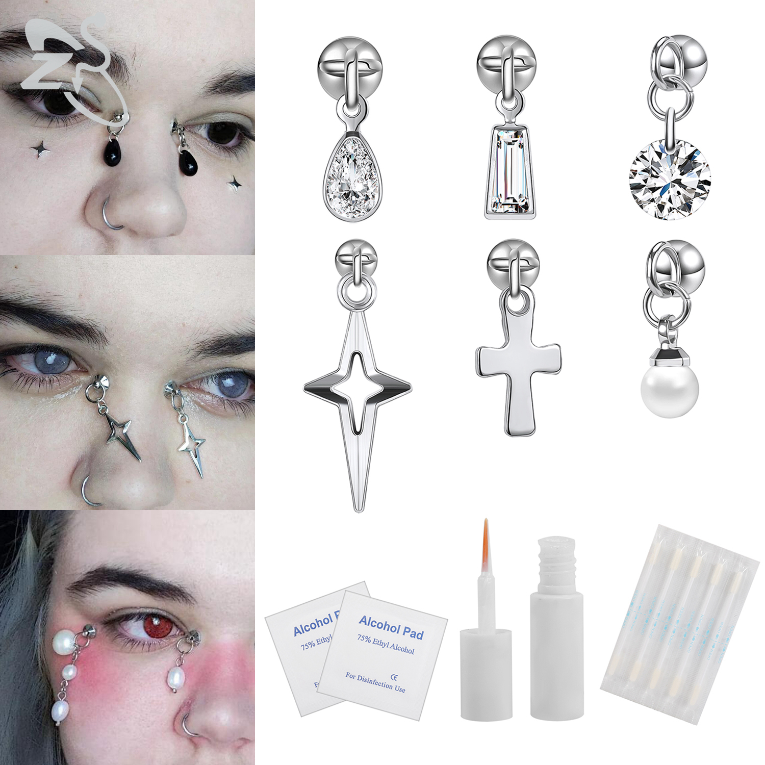 ZS 1 Set Fake Eyebrow Ring Men – обзор и цена Body Jewelry Nose Studs
