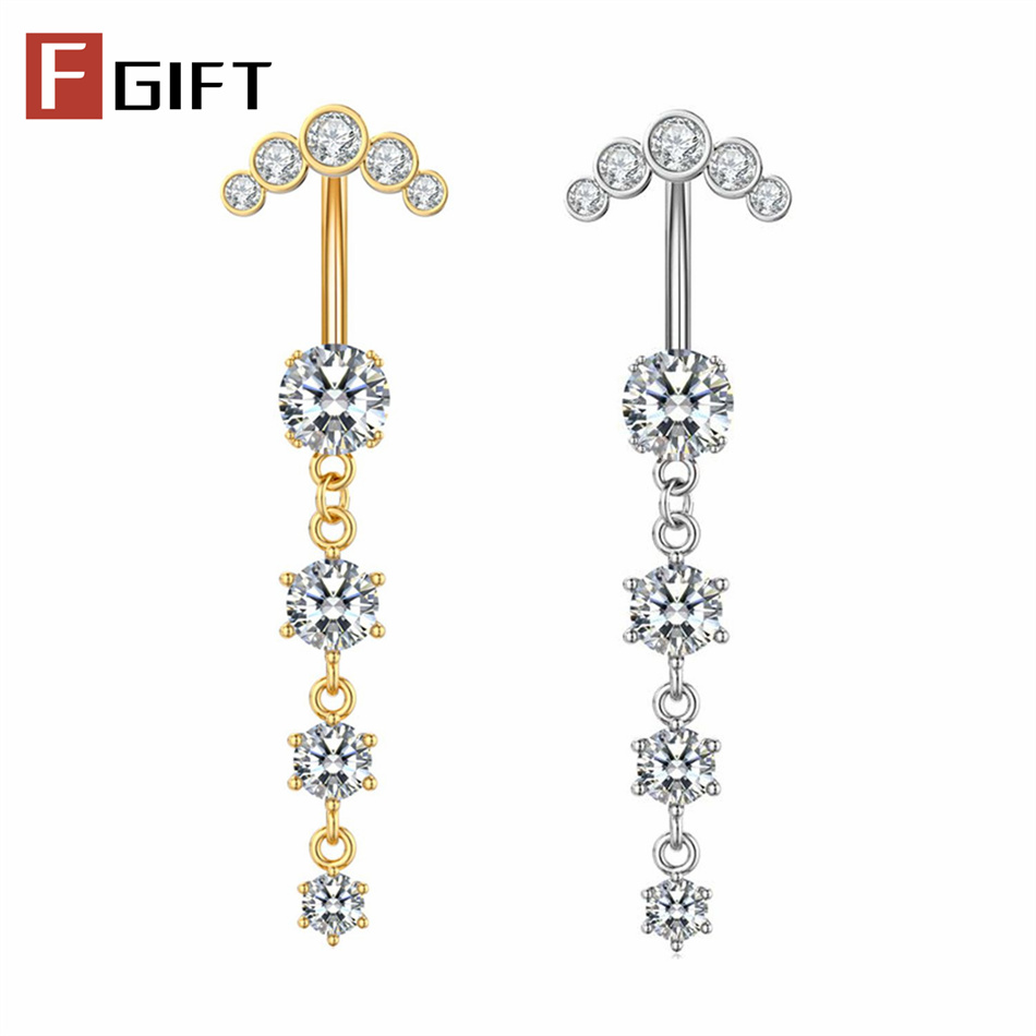 Gold Silver Color Long Dangled – обзор и цена Belly Bar Titanium