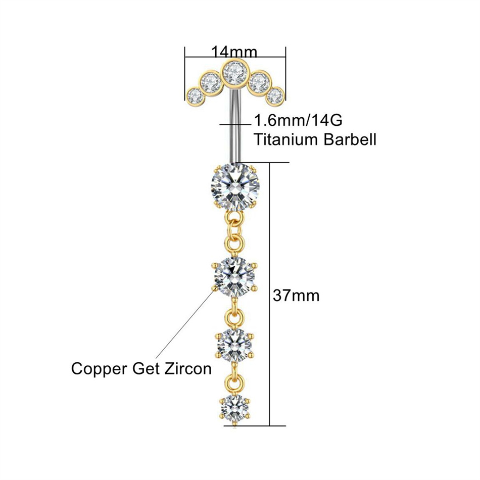 Gold Silver Color Long Dangled – обзор и цена Belly Bar Titanium