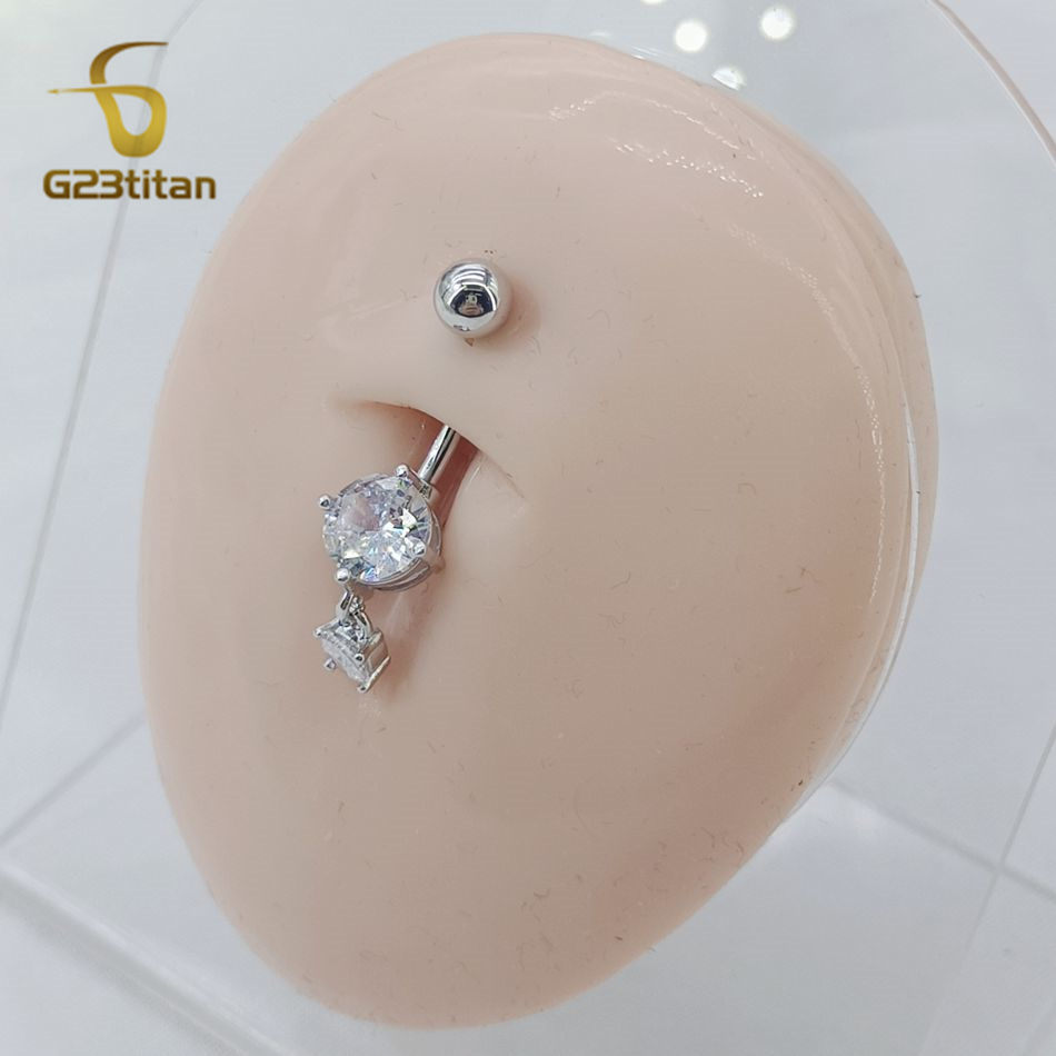 CZ Zircon Dangle Belly Button  – обзор и цена Belly Bar Titanium