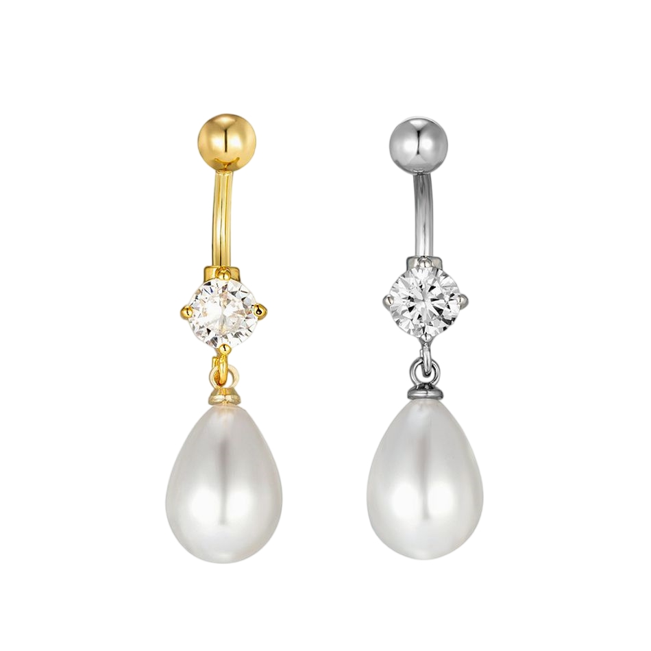 CZ Zircon Dangle Belly Button  – обзор и цена Belly Bar Titanium